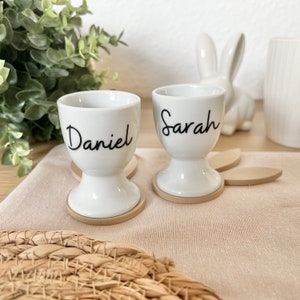 Personalized egg cup name Easter gift breakfast decoration individual gift idea egg holder white ceramic