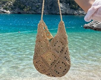 Crochet Bag / Summer Bag / Straw Shoulder Bag / Hand Knitted Bag / Handmade Bag / Tote Bag / Beach Bag / Gift For Her