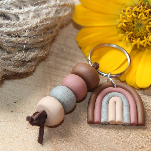 beads and arch polymer clay keychain