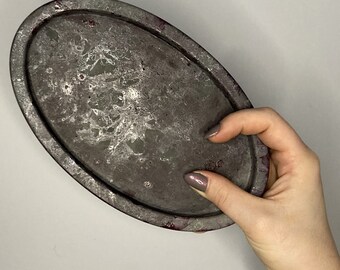 Hydro Dipped Concrete Oval Tray: Black and Pink Catchall Dish