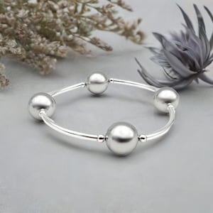 Silver Crystal Pearl Bracelet - Be Grateful