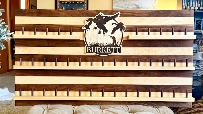 Duck Rack Display Personalized Heirloom Duck Call Display Rack | Handmade Walnut & Maple ...