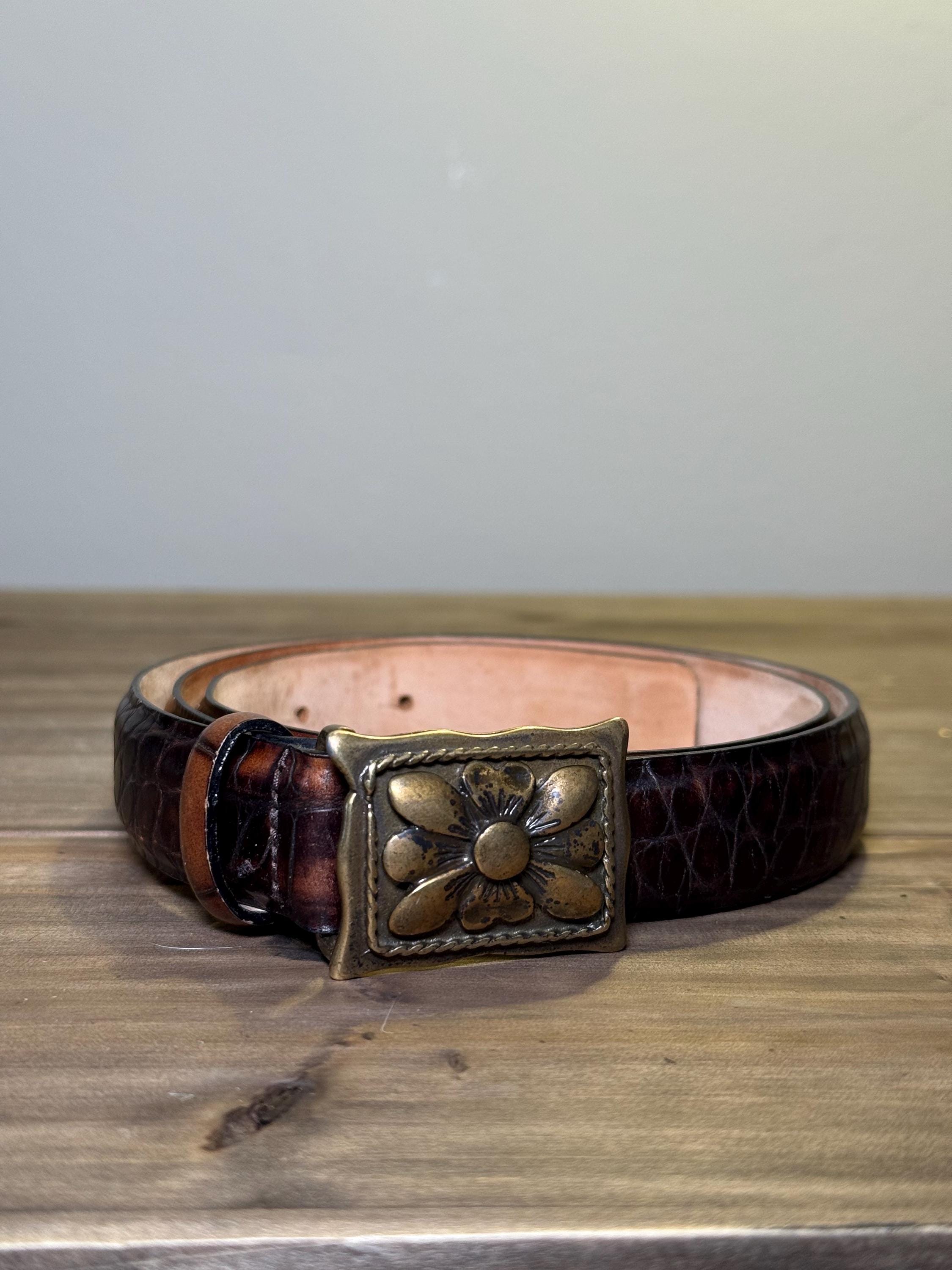 Ermanno Scervino Vintage Green Leather Belt With Anchor 90 Made In Italy Berge Italian Belt - Etsy main image 4