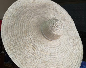 Giant Straw Sun Hat - 35&quot; / 89 cm Extra wide brim Beach Hat hand woven - Oversized Straw Hat - XL Straw Hat