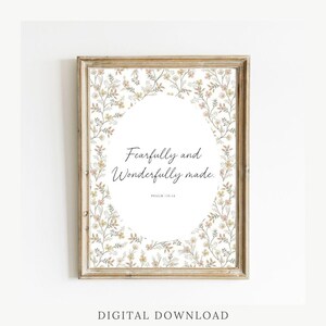 Psalm 139:14 , Fearfully And Wonderfully Made Wall Art, Bible Verse Poster, Minimal Scripture Print, Nursery Print