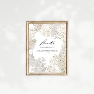 Hydrangea personalised name meaning print, origin meaning print, Biblical Meaning, Custom name print, printable, personalised name print