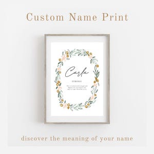 Letrero con significado de nombre bíblico personalizado, impresión con definición de nombre personalizada, arte de pared cristiano, regalo religioso para baby shower, decoración vintage para guardería