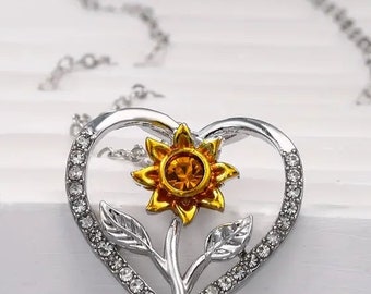 Sunflower Platinum Pendant Necklace