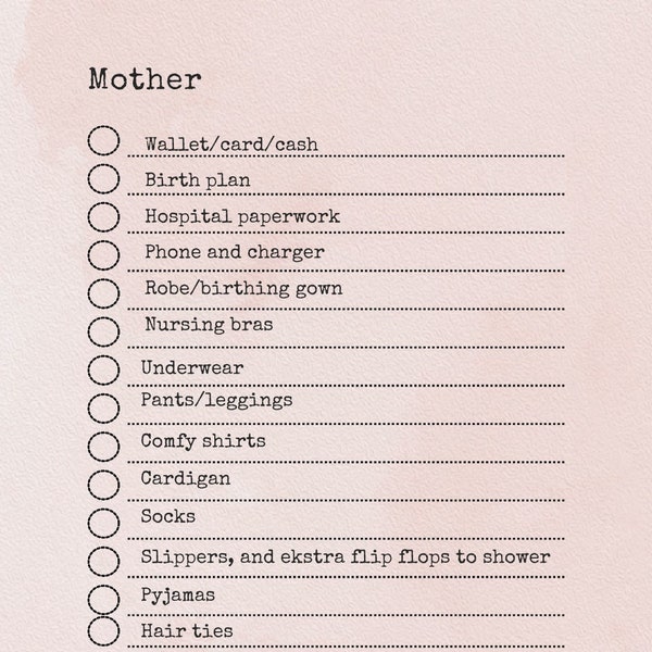 Hospital bag checklist