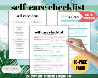 Self-Care Planner, Self-Care Checklist, Self care Journal, Self Care Printable, Printable Journal, Printable Checklist, Mindfulness Journal