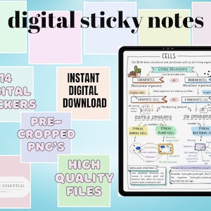 Digital Sticky Notes, Digital Stickers, Goodnotes Stickers, Pre-Cropped Stickers, Pastel Stickers, Sticky Notes, Cute Sticky Notes