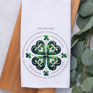 Irish Blessing Hand Dish Tea Kitchen Towel, Kitchen Decor Gift, St Patrick&#39;s Day, Hostess Housewarming, Irish Proverb, New Home Gift