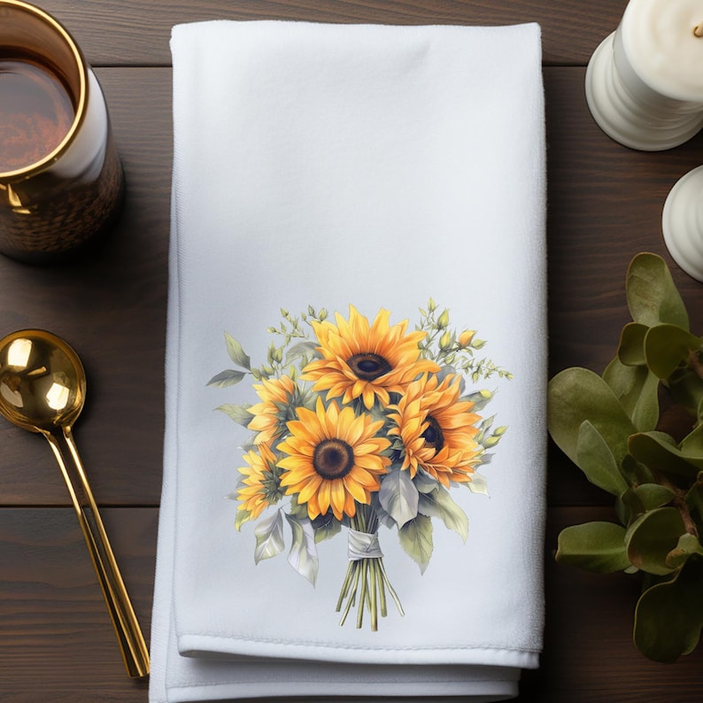 InkedInThyme Sunflowers Hand Towel