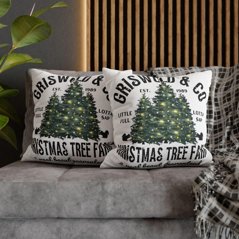 Griswold and Co Christmas Tree Farm Double Sided Square Pillow