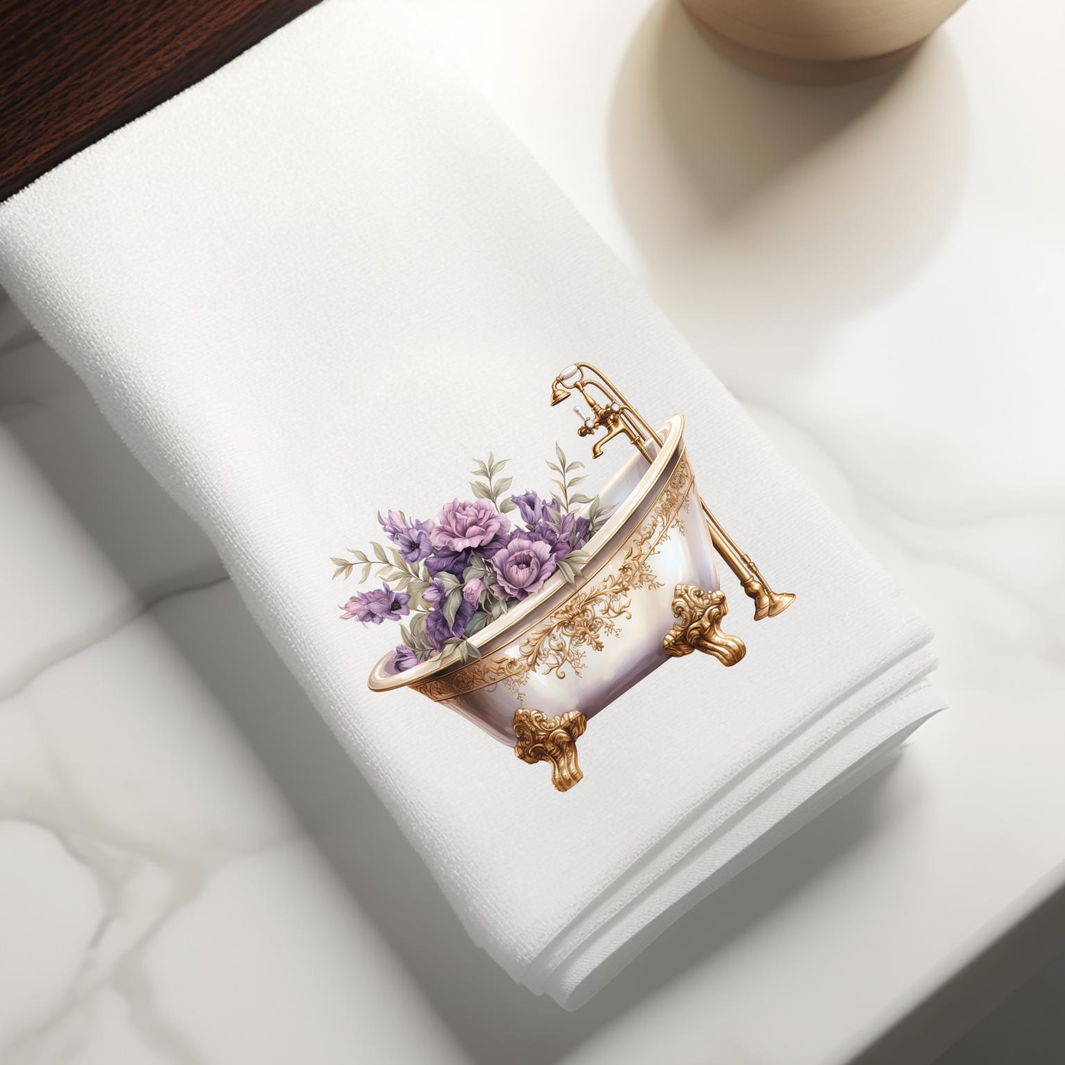Fernville Creations - Elegant Spring Heart Hand Towel for Guest Bath