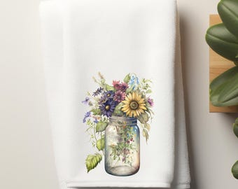 Wildflowers Velour Hand Towel, Powder Room Towel, Nature Fingertip Guest Towel, Bathroom Decor, Hostess Housewarming Gift, Mother's Day