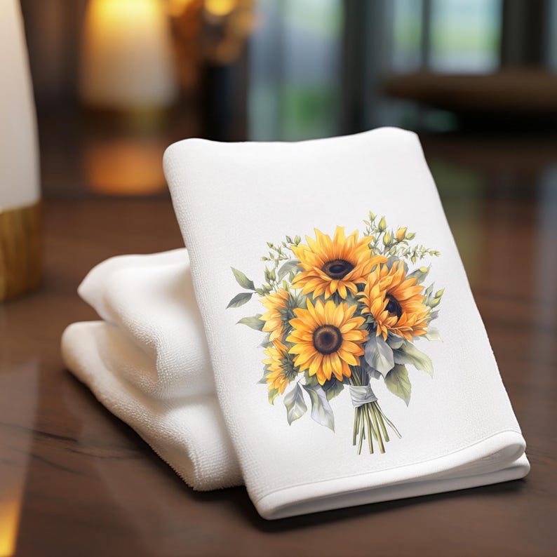 InkedInThyme Sunflowers Hand Towel - Thumbnail 2