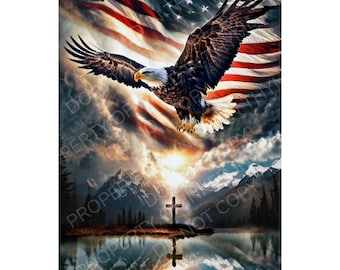 Vaterländischer Adler Wand Kunst Druck | Amerikanische Flagge Dekor, Vintage Poster, Dekoration, Haus Dekoration, Geschenk für veteranen