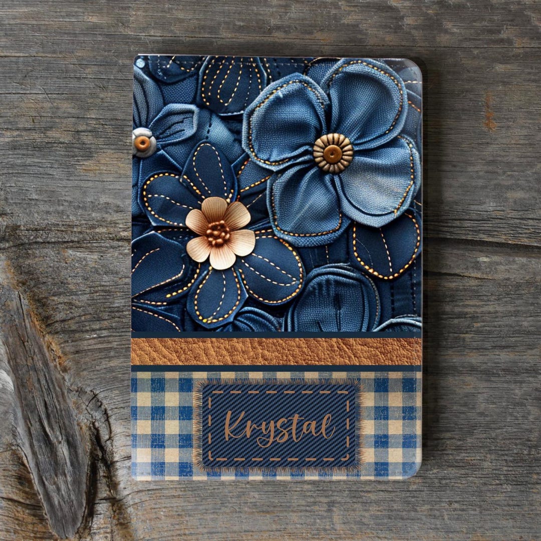 Personalized Blue Floral Faux Leather Notebook, Journal for Her ...
