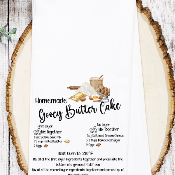 Gooey Butter Cake Recipe PNG, Kitchen Towel PNG, Recipe PNG,Sublimation File