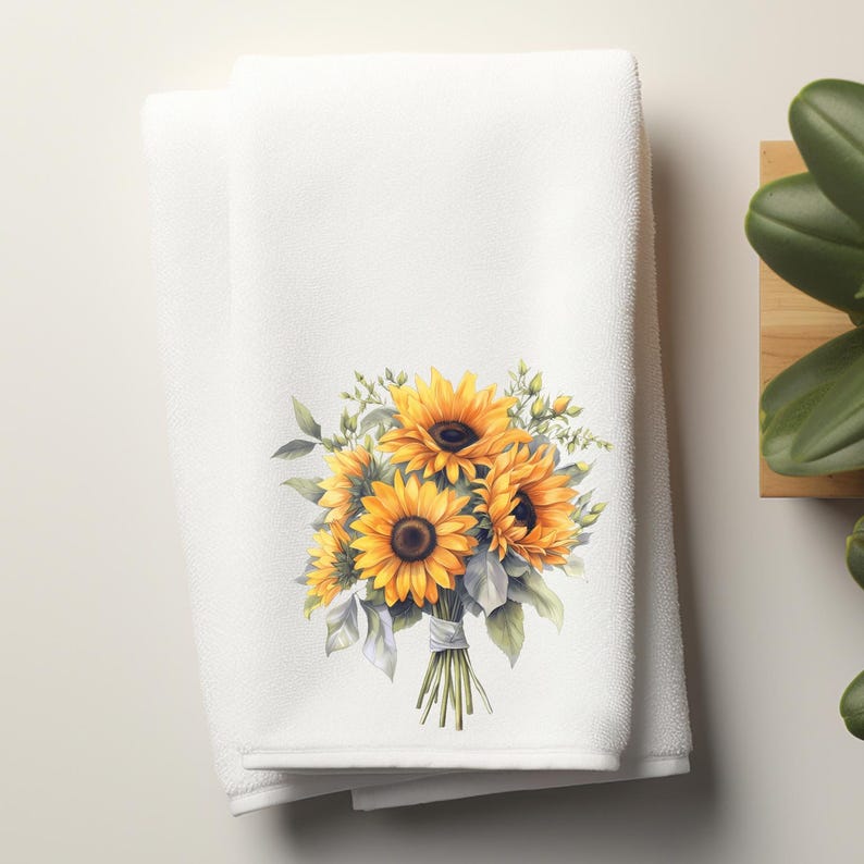 InkedInThyme Sunflowers Hand Towel - Thumbnail 3