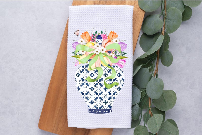 InkedInThyme Chinoiserie Ginger Jar Kitchen Towel - Thumbnail 2