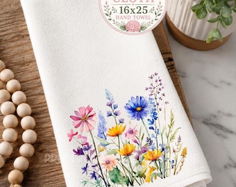 Wildflowers Velour Hand Towel, Powder Room Towel, Guest Towel, Bathroom Decor, Hostess Housewarming Gift, Mother's Day Gift
