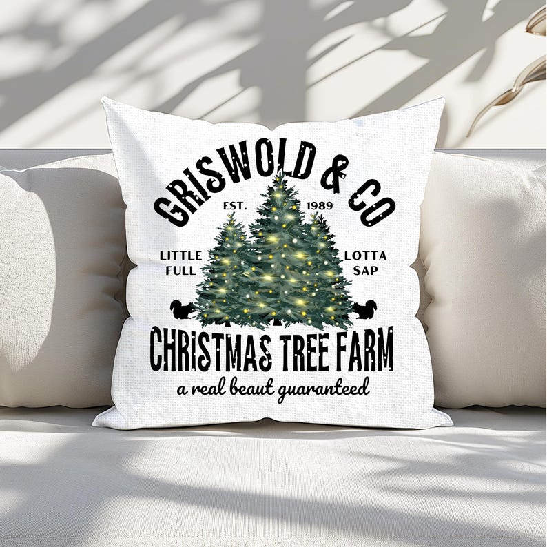 Griswold and Co Christmas Tree Farm Double Sided Square Pillow
