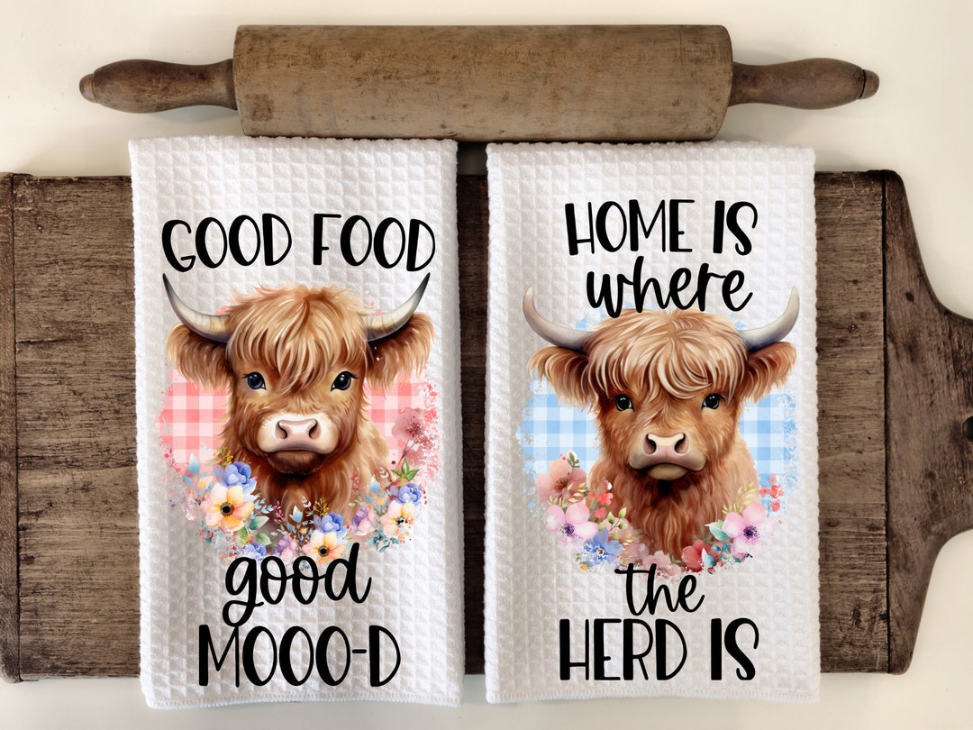 Your Choice of Highland Cow Kitchen Towels, 16'x24, Kitchen Decor