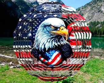 Eagle Wind Spinner, 10 Inch Double Sided Wind Spinner - Housewarming Gift, Patriotic Decor- Father's Day Gift, Americana Decor