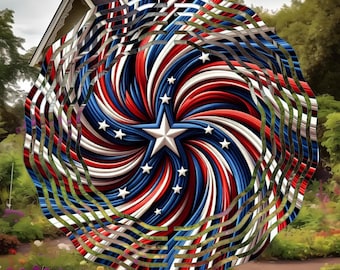 American Flag Wind Spinner-10 Inch Double Sided Metal Yard Garden Porch Decor