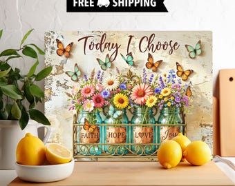 Today I Choose Tempered Glass Cutting Board, Charcuterie Board, Serving Tray, Hostess Housewarming, Challah Board, Functional Kitchen Art