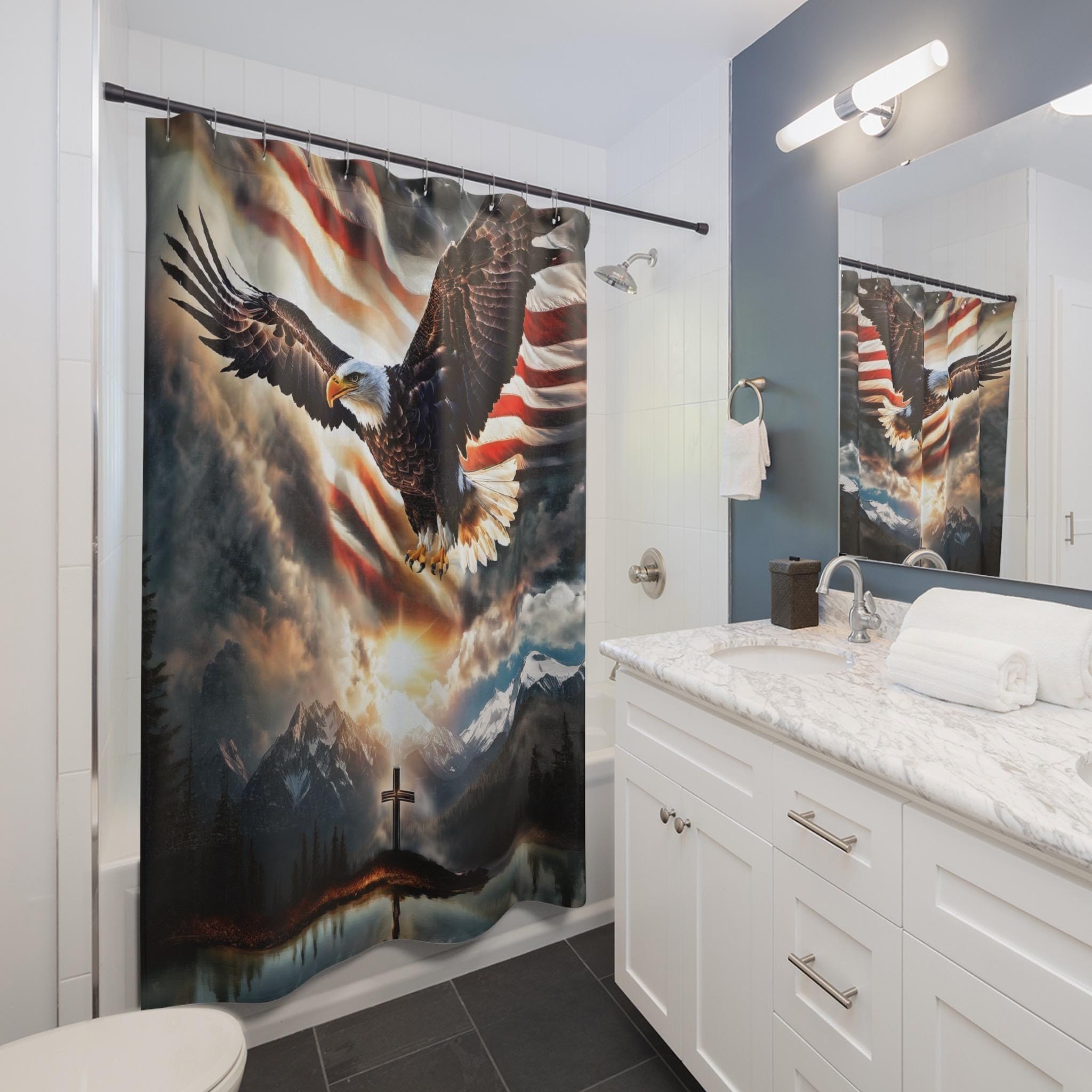 Eagle Shower Curtain, Bath Decor, Patriotic Decor, Christmas Gift, New