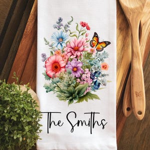 Custom Wildflowers Cotton Towel, Floral Towel, Wildflowers Kitchen Tea Towel, Bathroom Hand Towel, Hostess Housewarming Gift, Gift For Her