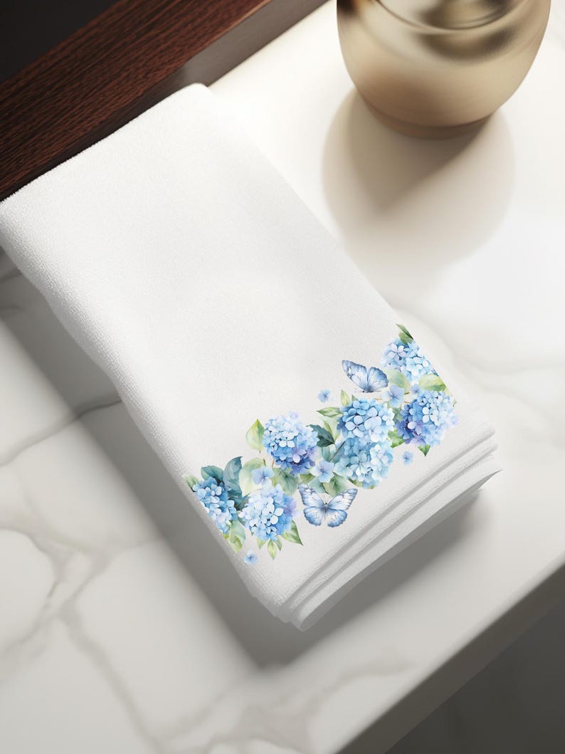 InkedInThyme Hydrangeas Velour Towel - Thumbnail 3