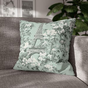 Parisian Floral Double Sided Square Pillow or Pillow Cover ,Eiffel Tower Home Decor, French Country Chic, Gift For Her, Paris Throw Pillow