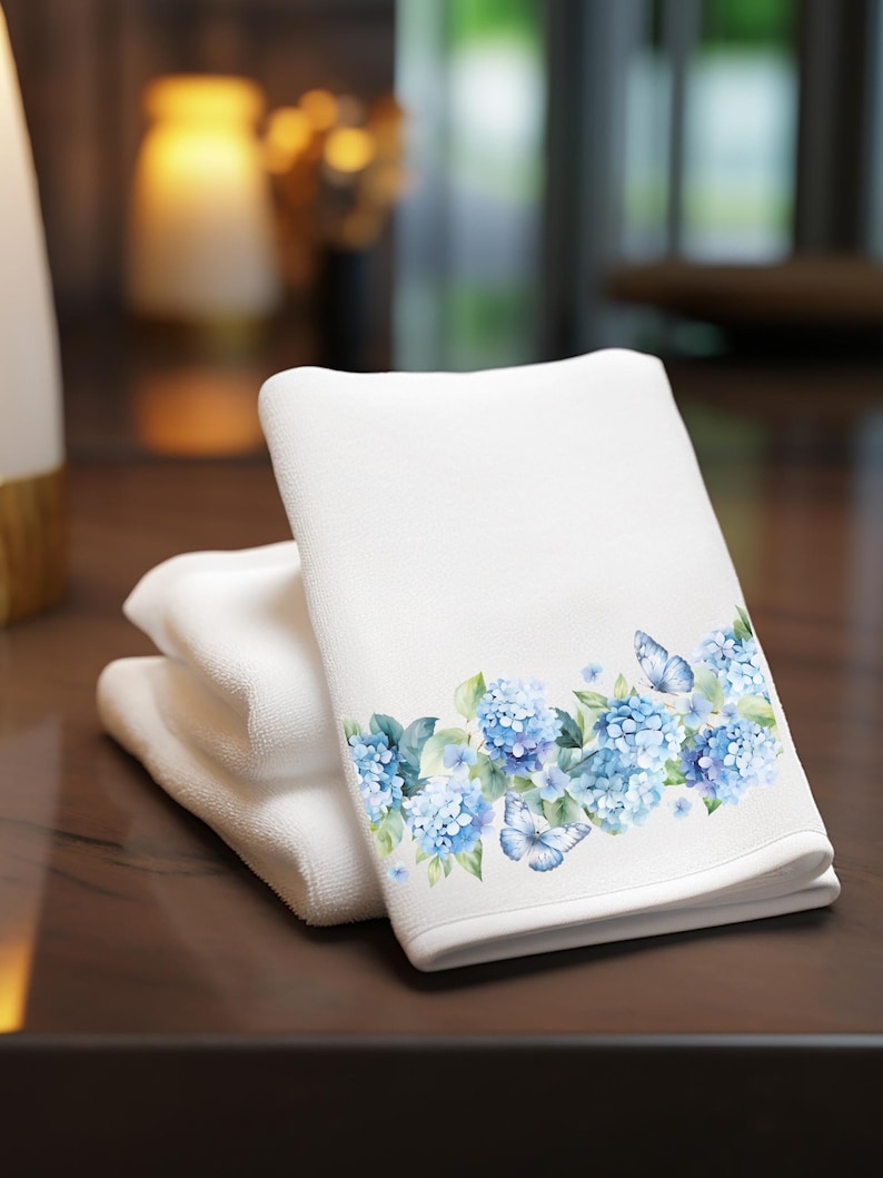 InkedInThyme Hydrangeas Velour Towel - Thumbnail 4