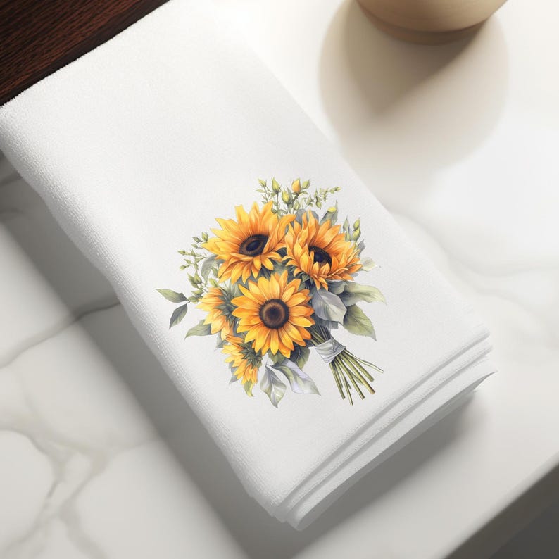 InkedInThyme Sunflowers Hand Towel - Thumbnail 4