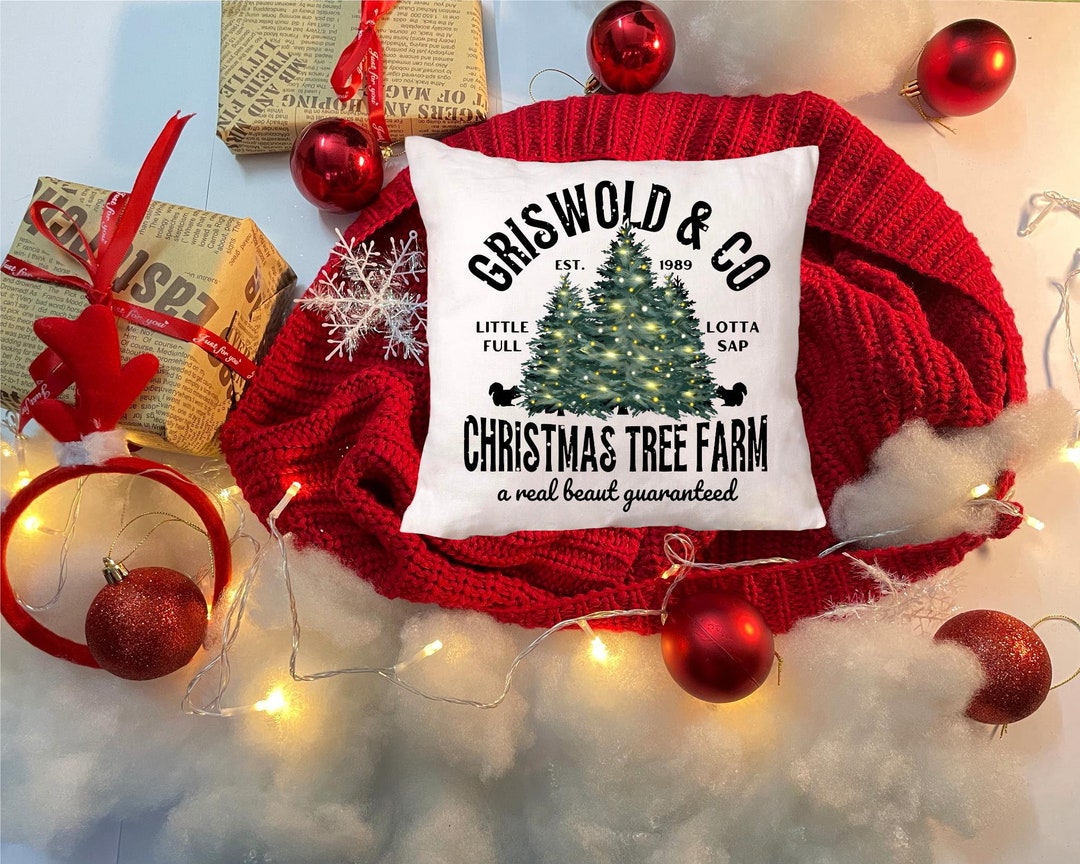 Griswold and Co Christmas Tree Farm Double Sided Square Pillow