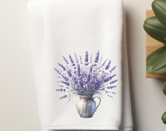 Lavender Velour Hand Towel, Powder Room Towel, Lavender Fingertip Guest Towel, Bathroom Decor, Hostess Housewarming Gift, Mother&#39;s Day