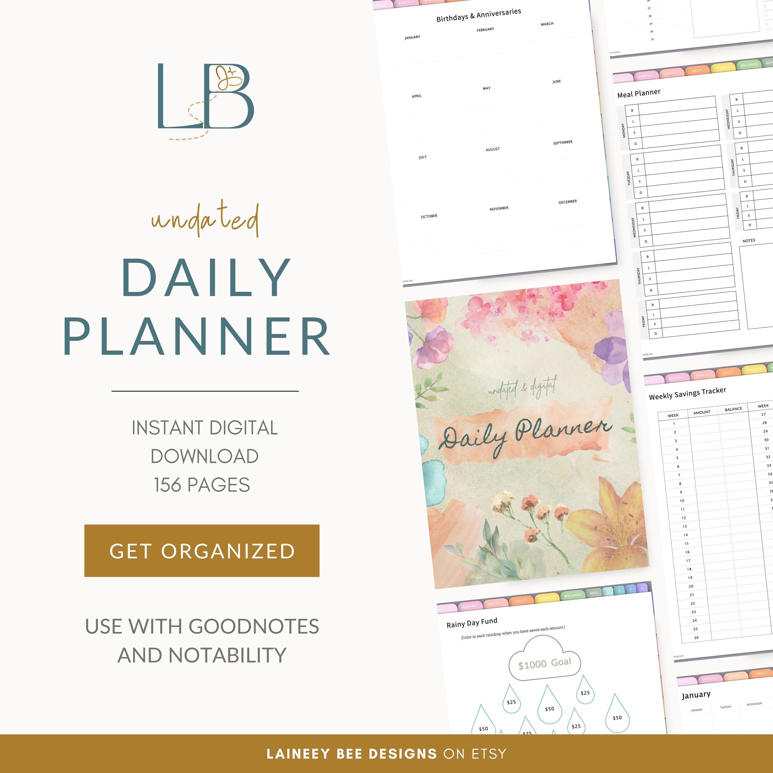 Digital Daily Planner Goodnotes Planner, Notability Planner, iPad