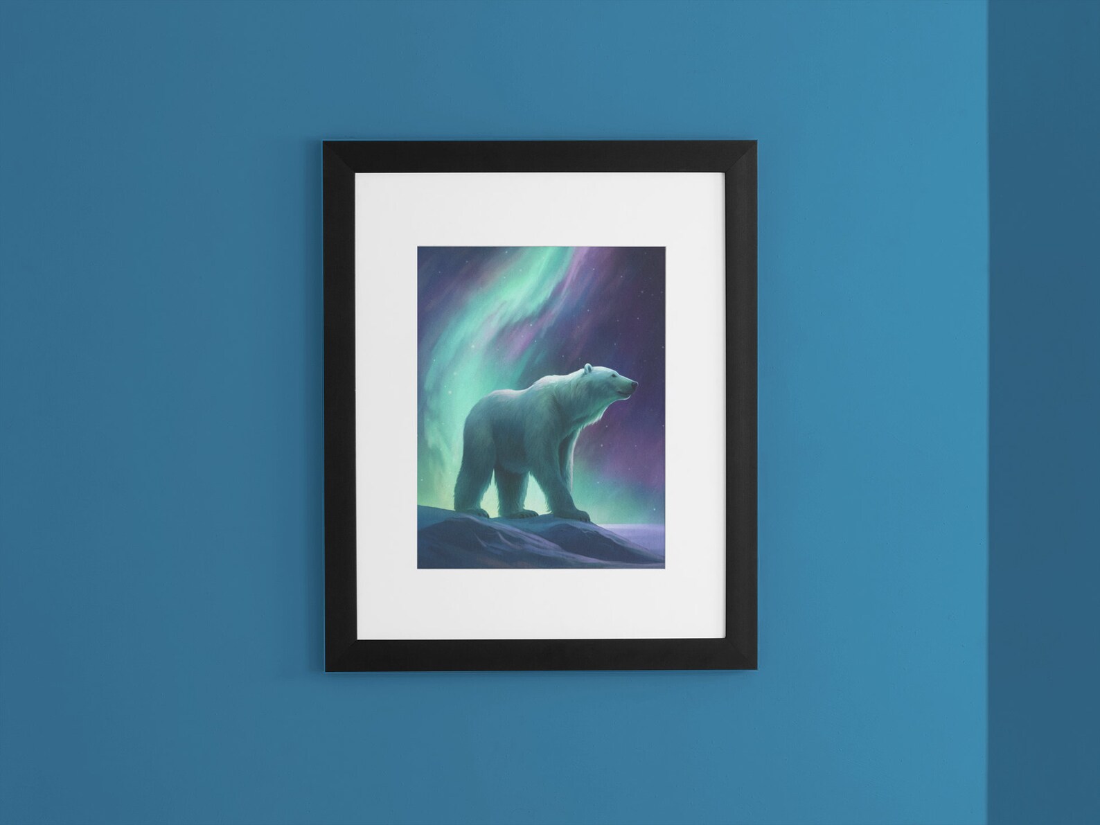 Polar Bear Art Northern Lights Livingroom Art Bedroom Night - Etsy