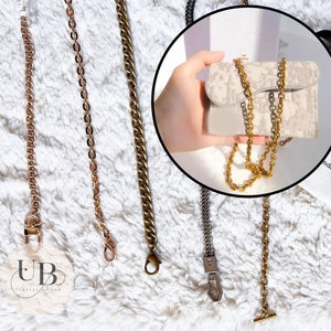 Kit convertidor de billetera con cadena dorada, kit de conversión de billetera a bolso/bandolera/WOC, billetera con cadena DIY para sillín, billetera de sillín a WOC