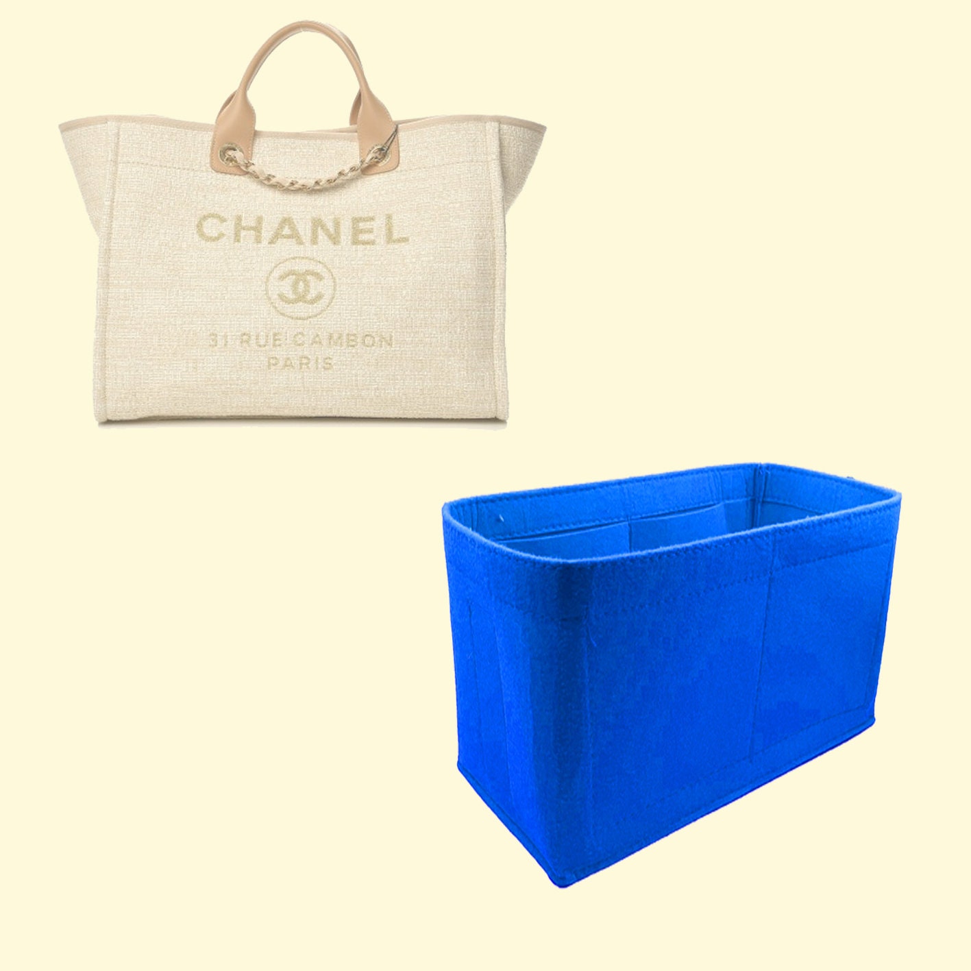 𝐁𝐍𝐂𝐓👜]🧡 Chanel Deauville Tote Bag Organizer, Felt Bag In Bag  Customized Organiser