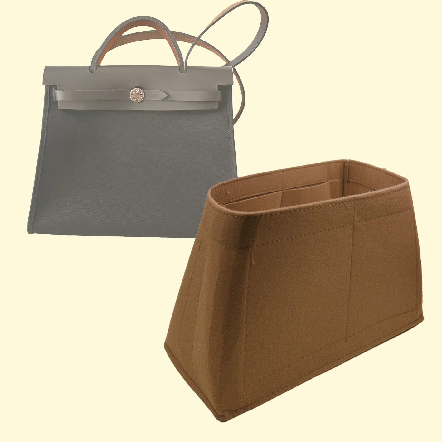 Lckaey for hermes Herbag bags for women bag 39 insert Handbag Shapers  1011brown-37.5 * 13 * 17cm