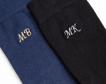 Calcetines de algodón personalizados bordados para padrinos de boda, con monograma, regalo para la propuesta de padrinos.