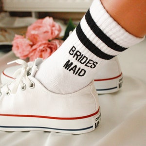Custom Bride Socks, Embroidered Bridesmaid Socks Bulks, Babe Socks, Wifey Socks, Bride to be Socks, Maid of Honor Socks, Bridal Party Socks