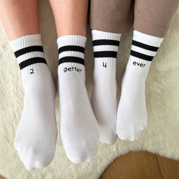 Custom Couple Socks 2 Pairs, Valentines Day Socks, Embroidered Customizable Socks, Bride Groom Socks, Wifey Socks, Boyfriend Socks