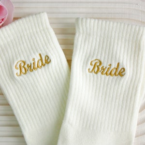 Custom Bride Socks Embroidered Bridesmaid Socks Bride to be Wedding Socks Personalized Socks Wifey Socks Bridal Party Socks Custom Name Sock