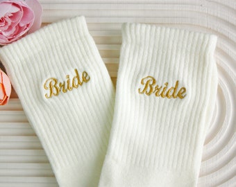 Custom Bride Socks Embroidered Bridesmaid Socks Bride to be Wedding Socks Personalized Socks Wifey Socks Bridal Party Socks Custom Name Sock